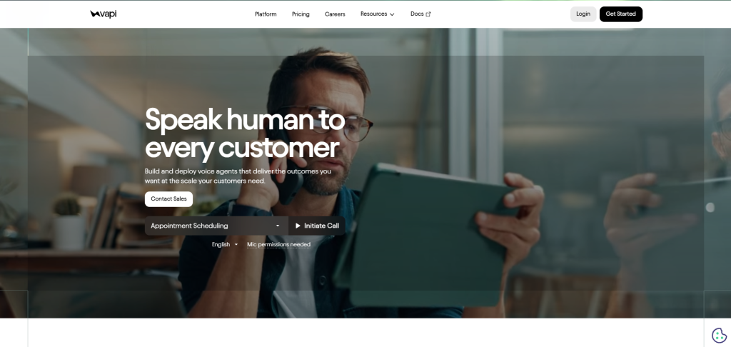 Vapi AI voice agent platform for developers with API-first voice automation, low-latency conversations, and customizable AI integrations.