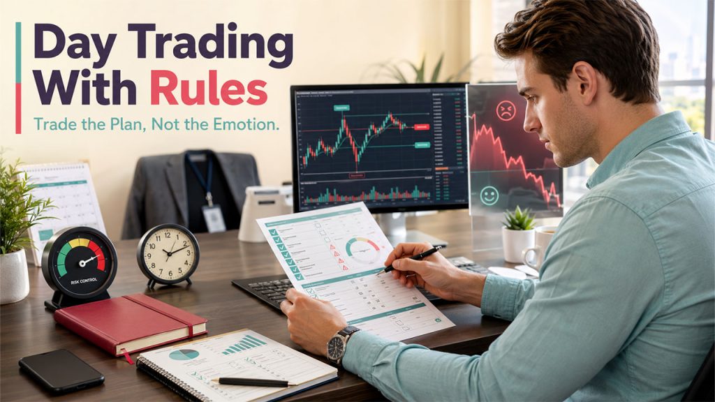 Day Trading as a Side Hustle with a trader following a disciplined trading plan and risk management strategy