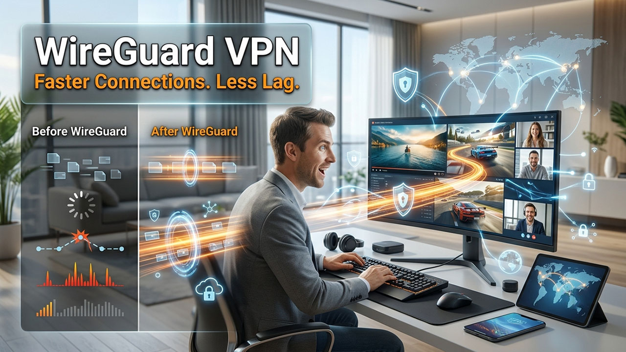 WireGuard VPN protocol improving internet speed while reducing lag and buffering