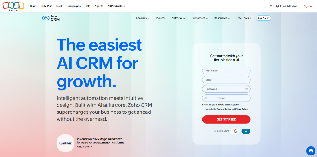 Best CRM Software for Small Business Zoho CRM