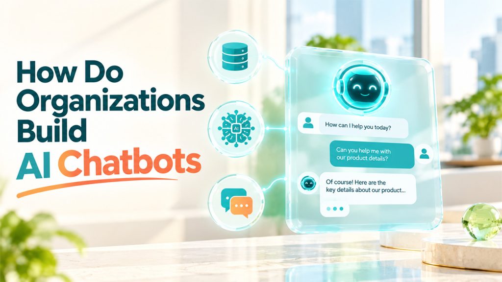 How organizations build AI chatbots using AI technology, data, and conversational interfaces