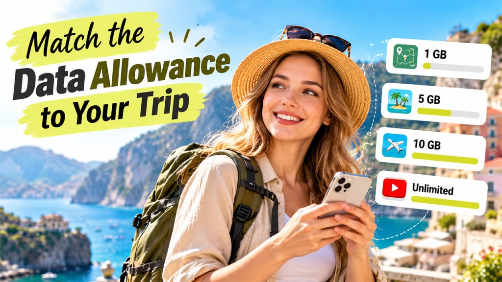 Find the data allowance to your trip