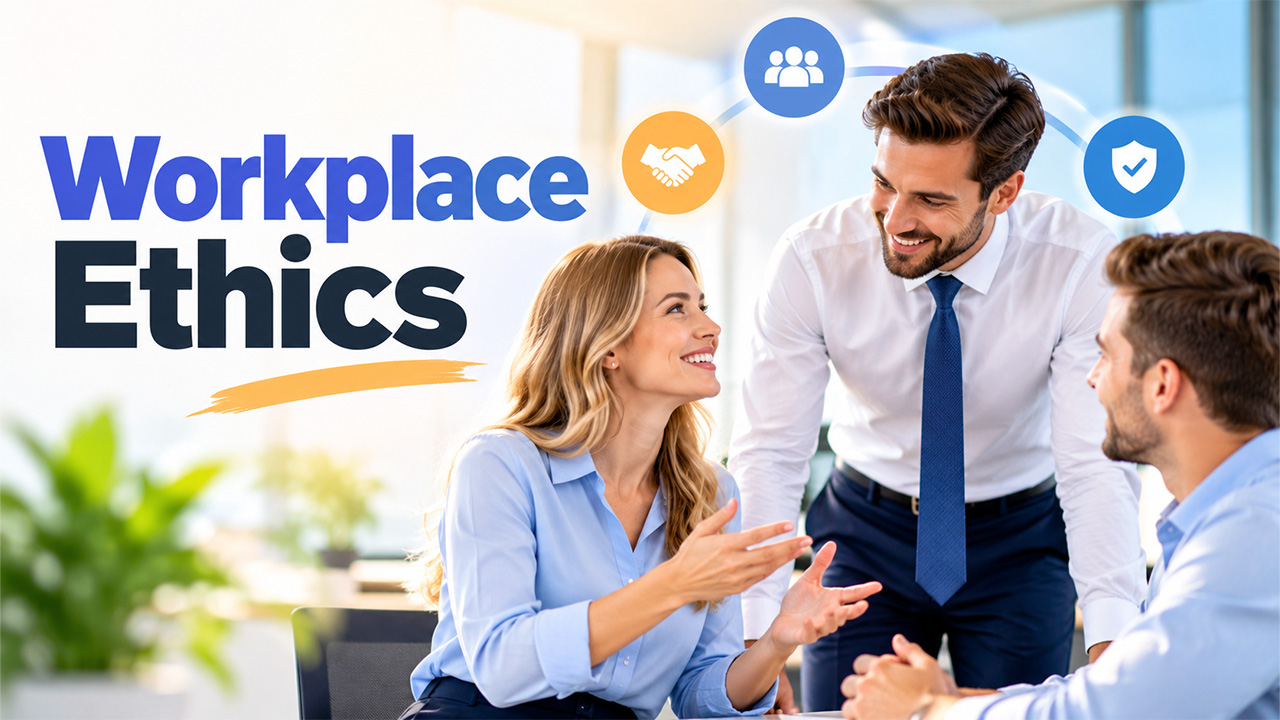 Workplace Ethics illustrated through professional communication and teamwork