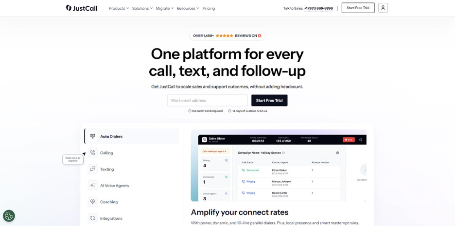 JustCall: best sales dialer for teams that pair every call with SMS