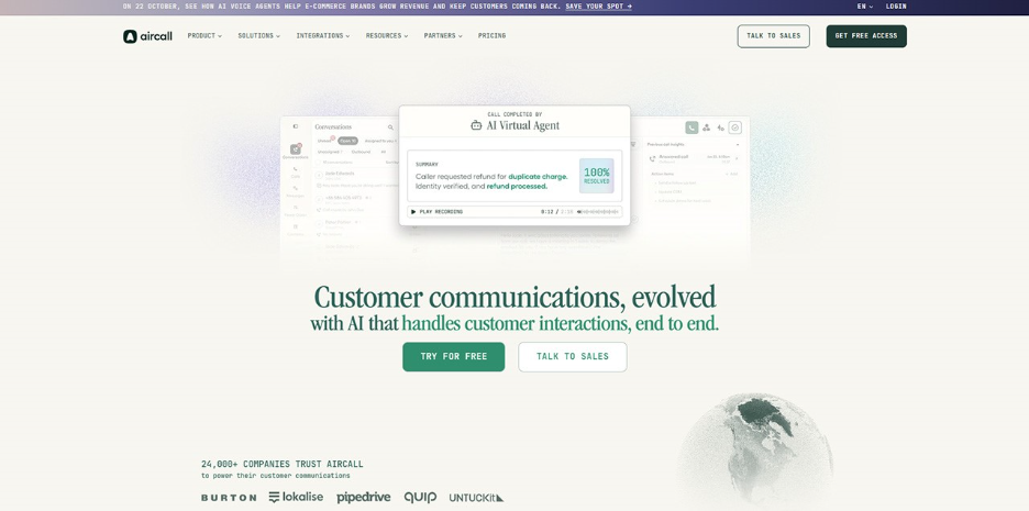 Aircall: best sales dialer for support-led companies adding outbound calls  