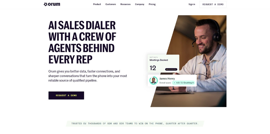 Orum: best parallel dialer for funded SDR teams