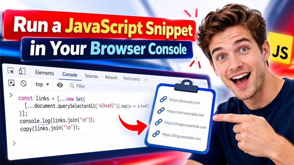 Link Extractor using a JavaScript snippet in the browser console